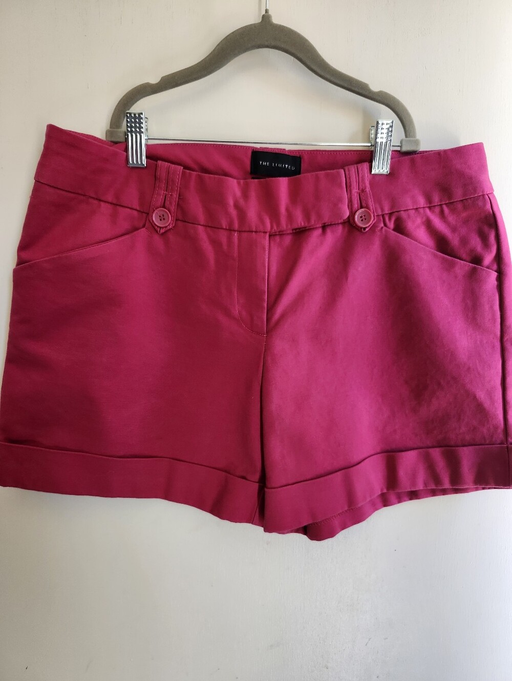 The Limited Raspberry Roll-Cuff Bermuda Shorts